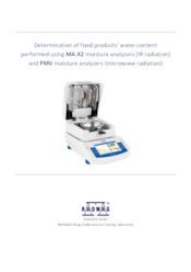 Determination of food products’ water content performed using MA.X2 and PMV moisture analyzers