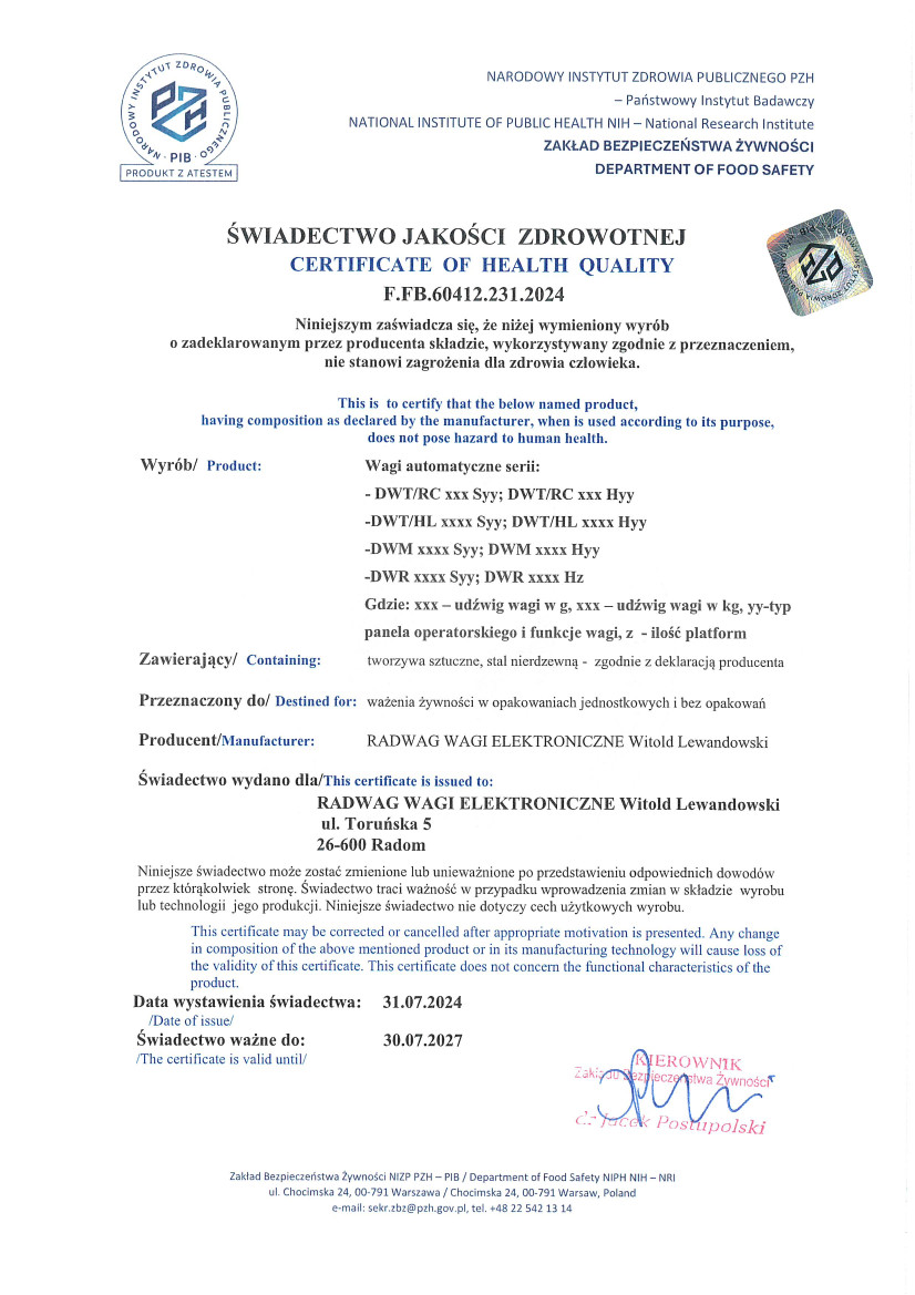 Certificate of Health Quality