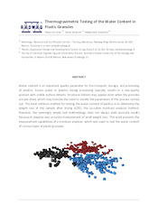 Thermogravimetric Testing of the Water Content in Plastic Granules