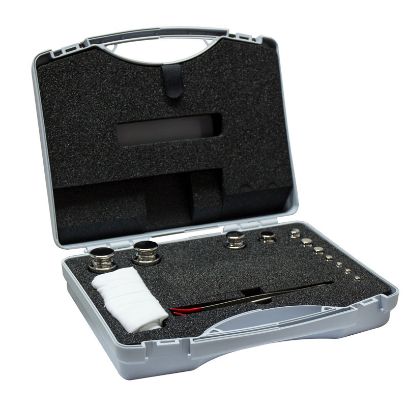 F1 Mass Standard - Knob Weights With Adjustment Chamber, Set (1 g - 200 g), Plastic Box ›› Mass Standards