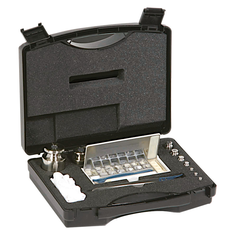 F2 Mass Standard - Knob Weights With Adjustment Chamber, Set (1 mg - 500 g), Plastic Box